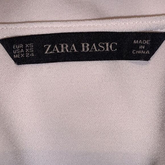 Zara pearl White Tied Bell Slit Sleeve V Neck Top cropped XS - Picture 6 of 13